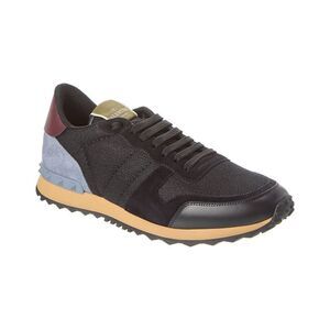 Valentino Leather & Mesh Sneaker, Black